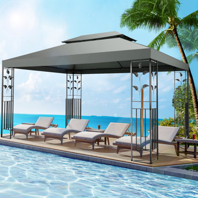 10x10 FT Metal Patio Gazebo, Outdoor Gazebo Canopy Tent for Backyard with Mesh