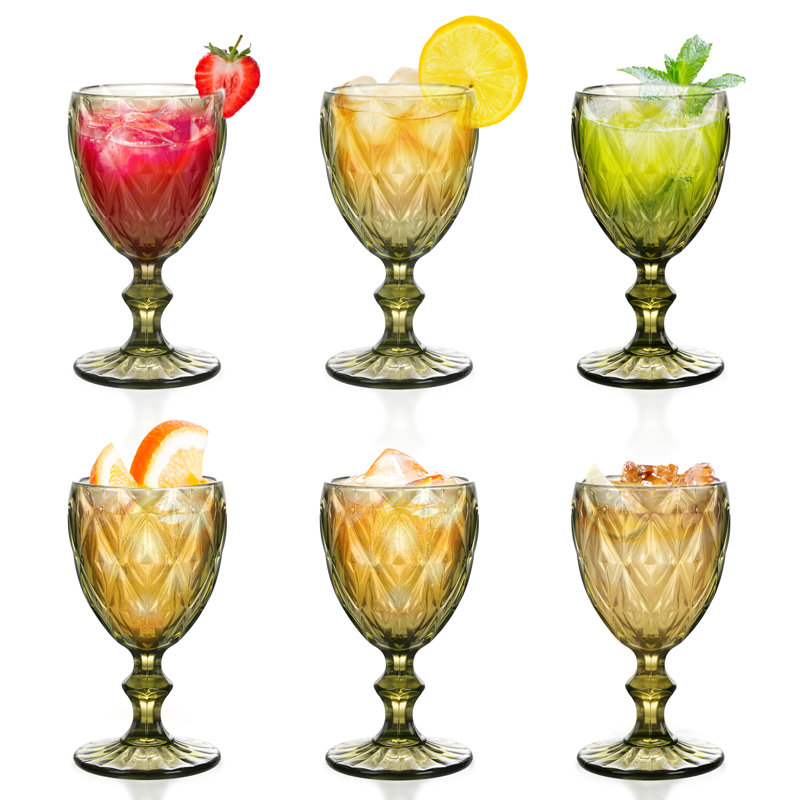 6 pièces Verre à pied en verre à pied avec verres à pied en verre rétro