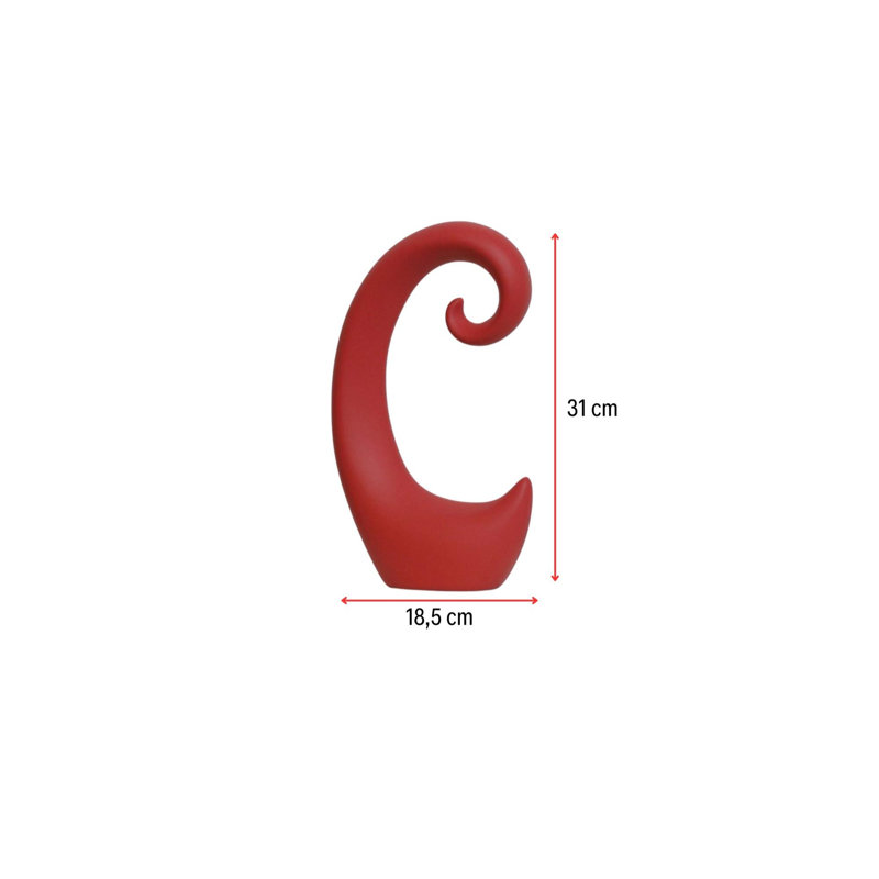 Elegant Red Ceramic Decorative Object, 7.3 x 3.0 x 12.2 Inches | 100% Ceramic Construction, Perfect for Home Décor | Adds a Splash of Color to Any Room, Ideal for Shelves, Tables, or Mantels