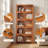 Bamboo Bookcase with Acrylic Flip-Up Door, Storage Bookshelf Organizer for Home Living Room Bedroom-79080775