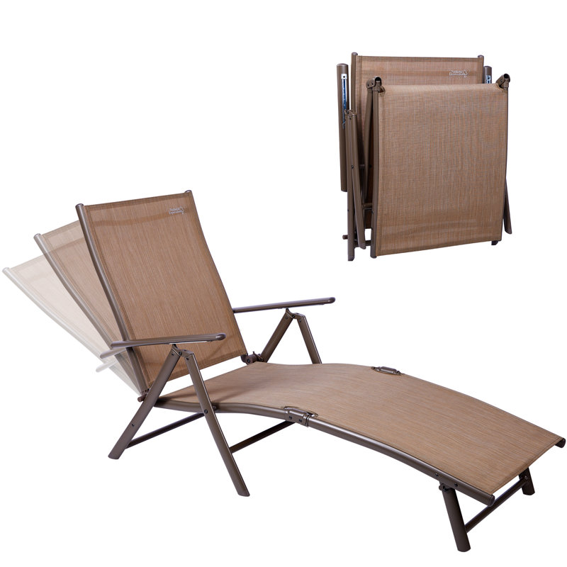 Méridienne d'extérieur pliante réglable, sans assemblage, Brun