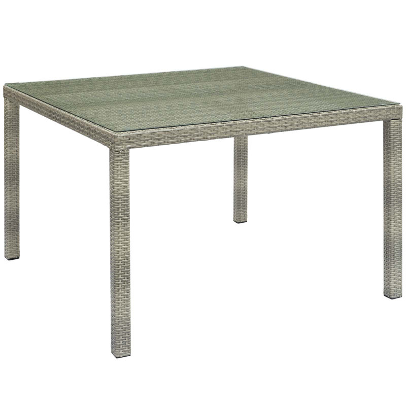 Table d'extérieur carrée en rotin 47 po Conduit, Velours gris pâle