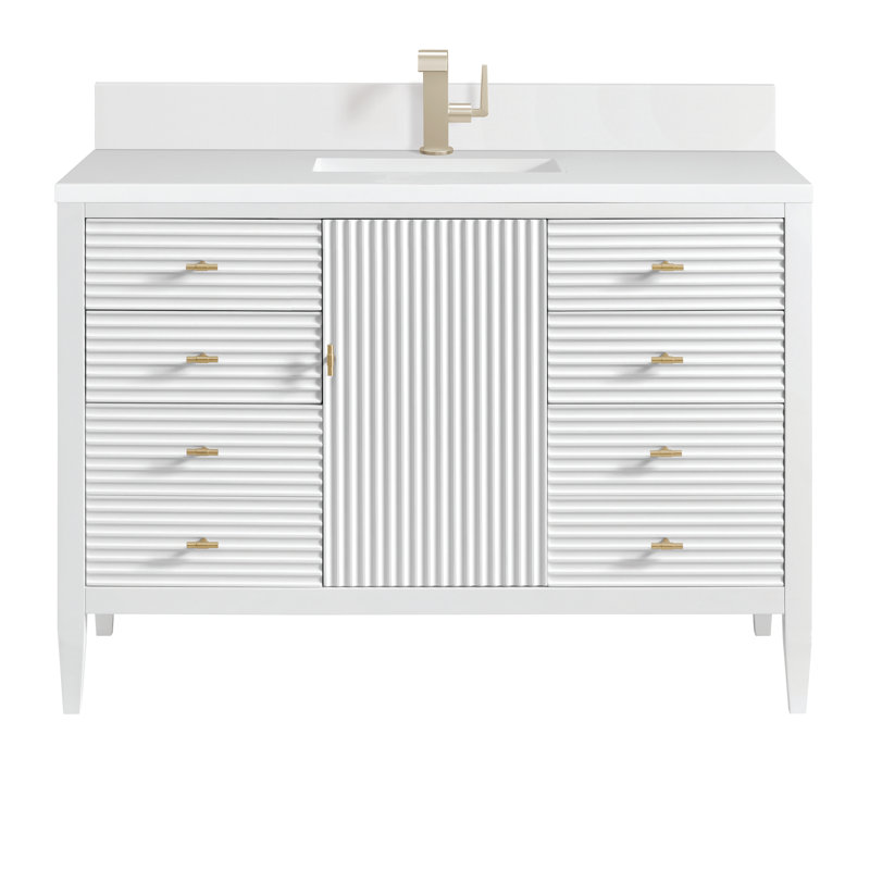 48 in. Handmade Single Vanity, Bright White, White Zeus, Single-Hole
