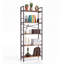 Bibliothèque industrielle cintrée à 5 niveaux de 170 cm – Haute bibliothèque en métal et bois avec traverses latérales – Meuble de rangement rustique autoportant pour bureau, salon, chambre à coucher