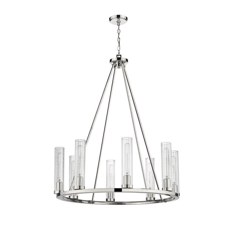 Lustre classique à 8 lumières de style bougie Lustreann, Nickel poli