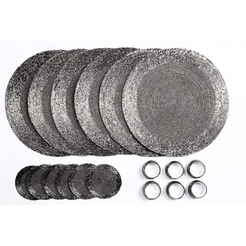 18 Piece Placemat Set, Antique Silver