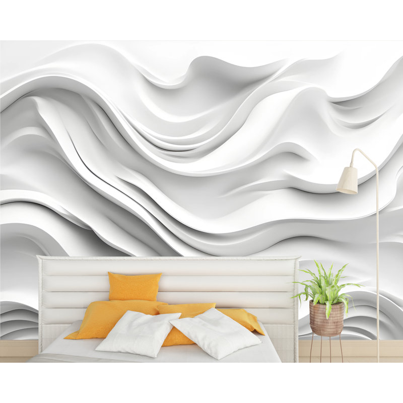 Murale 3D texturée à texture fluide - Dessin abstrait en couches sculptural - Art mural minimaliste et élégant pour le salon, le bureau, la décoration (Peel-N-Stick) VN236