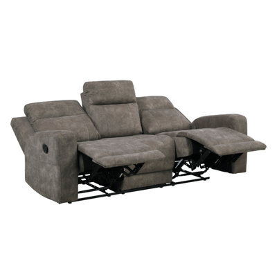 Diti Manual Reclining Sofa, 3 Seater, Soft Brown Polished Microfiber