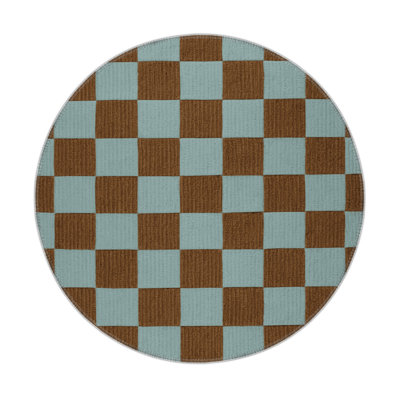 Checkered Gray Indoor and Outdoor Area Rug