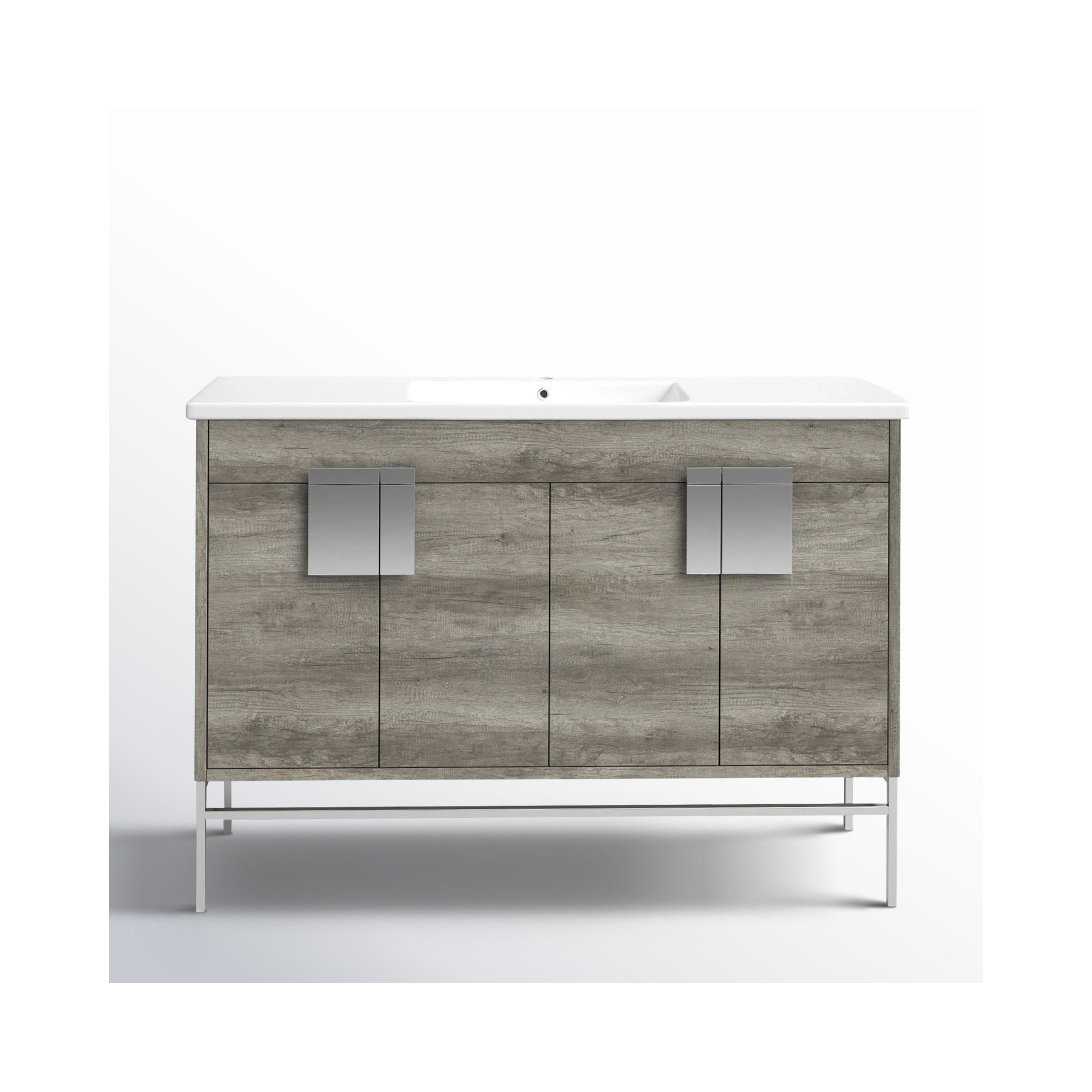 Maisie 48'' Single Bathroom Vanity, Grey, Polish Chrome