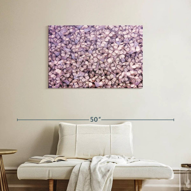 Essaim de papillons roses Brampt, 24" H x 36" W