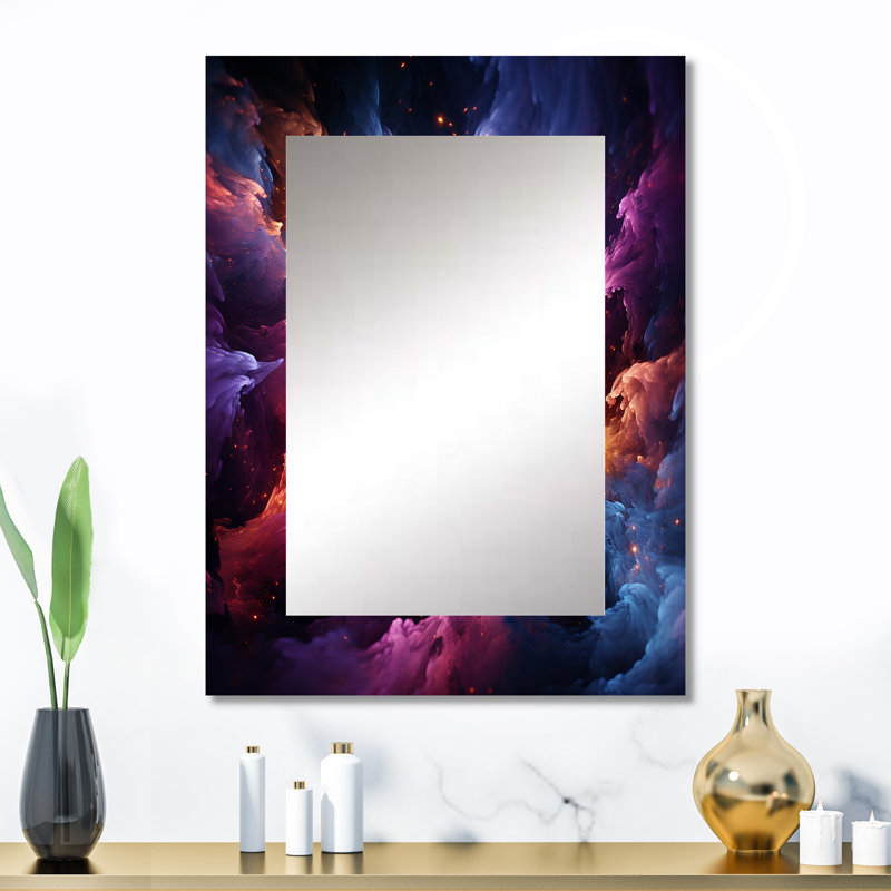 Gold Purple Abstract Fractal Interstellar Dreams - Fractals Mirror, Modern Decorative Wall Mirror, Printed Metal Art