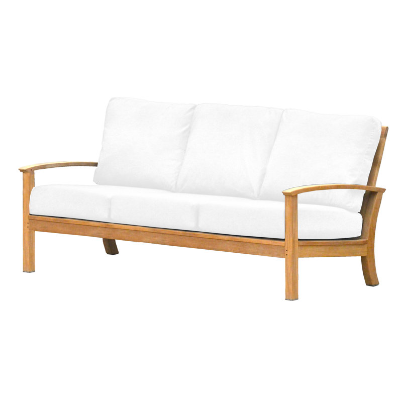 St. Lucia Teak Outdoor 3 - Seater Sofa, Canvas Natural Sunbrella® Canvas