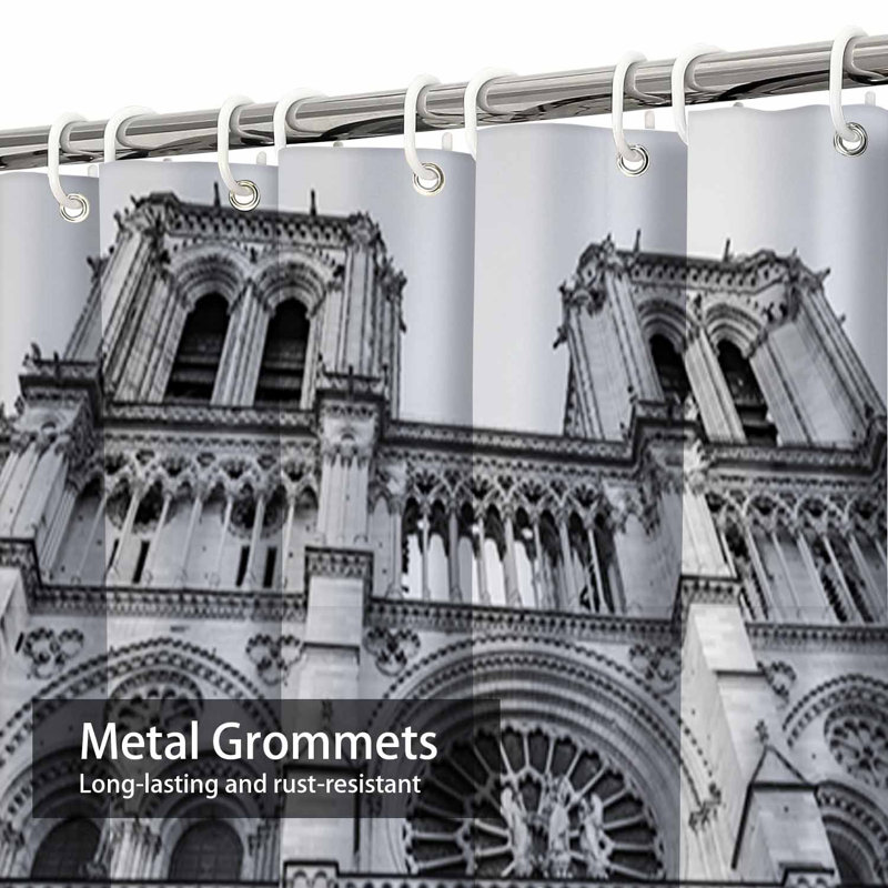 Rideau de douche gris avec 12 crochets Paris, 72" L x 72" W