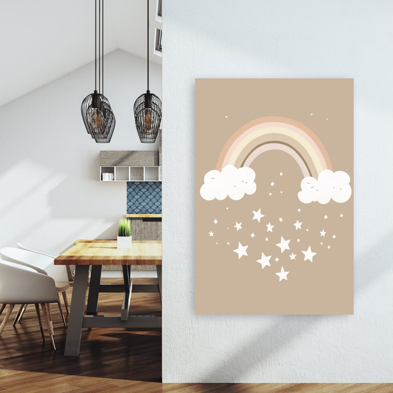 «Sleeping Clouds Rainbow Dreamy Minimalist Abstract Landscape Nature», reproduction d'art mural, H 60 po x l 40 po
