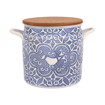 Uccello Blu Stoneware Cookie Jar