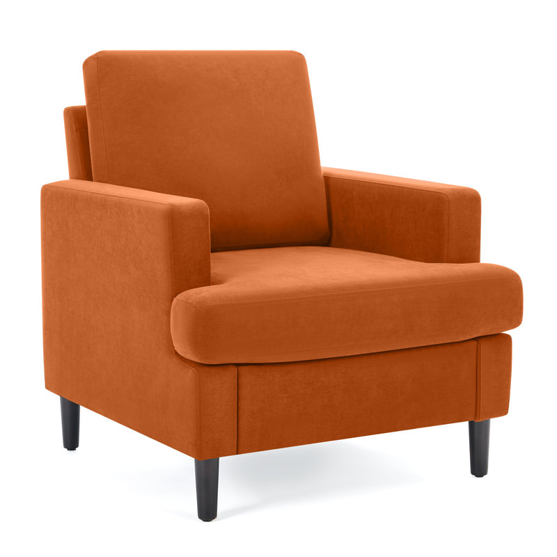 Mid-Century Linen Accent Chair – Stylish, Orange