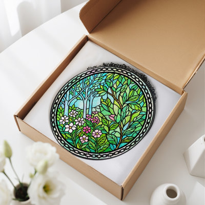 Panneau de vitrail Floral Forest