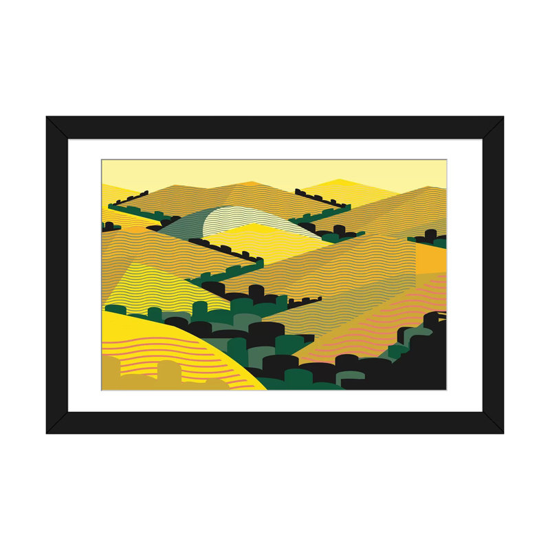«California Hills», impression sur toile, H 24 po x l 32 po x P 1 po, Papier d'art encadré noir, Blanc