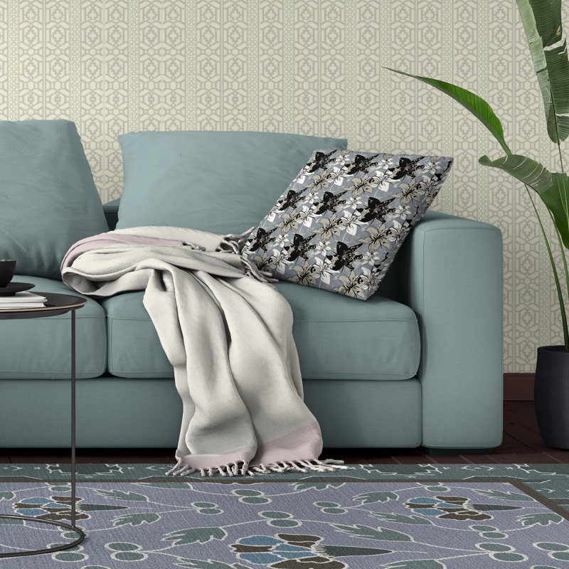 Coussin décoratif carré Lily, H 20 po x l 20 po, Gris/beige