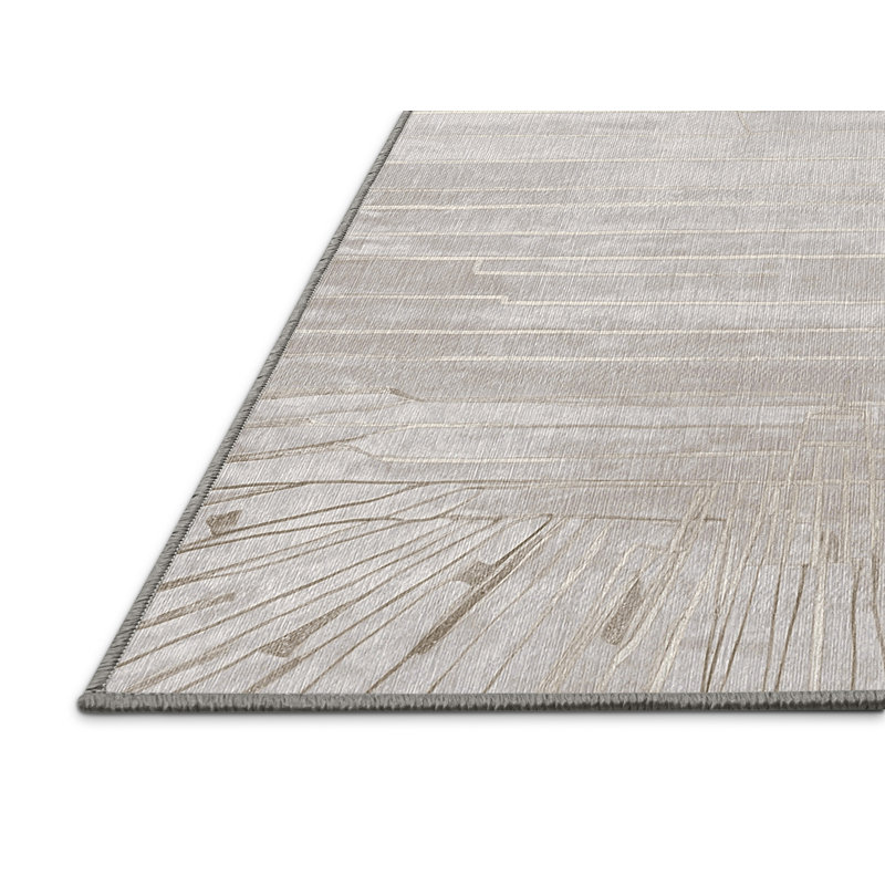 Machine Washable Gray Area Rug, Square 5'