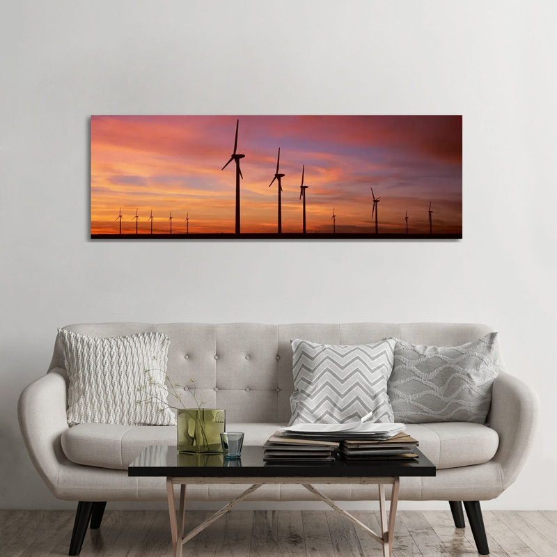 Wind Turbine In The Barren Landscape, Brazos, Texas, USA by Panoramic Images - Wrapped Canvas Panoramic Print