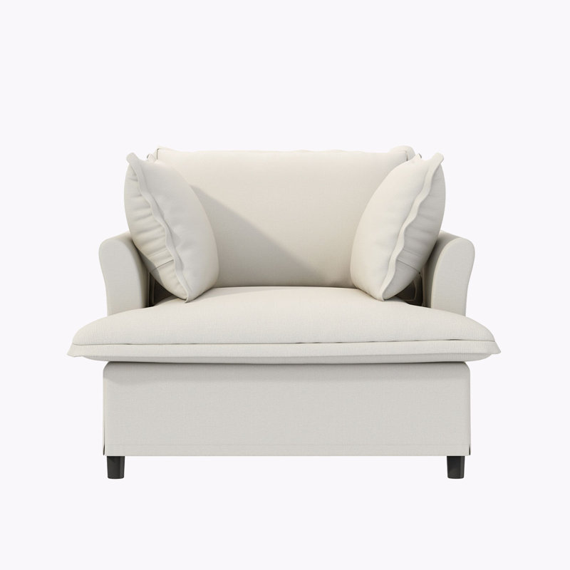 Fauteuil surdimensionné en chenille, Chenille beige