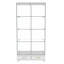 Vitrine moderne en verre avec lumières DEL, 4 tablettes et 2 grands tiroirs pour un rangement sécuritaire et élégant.-122751219