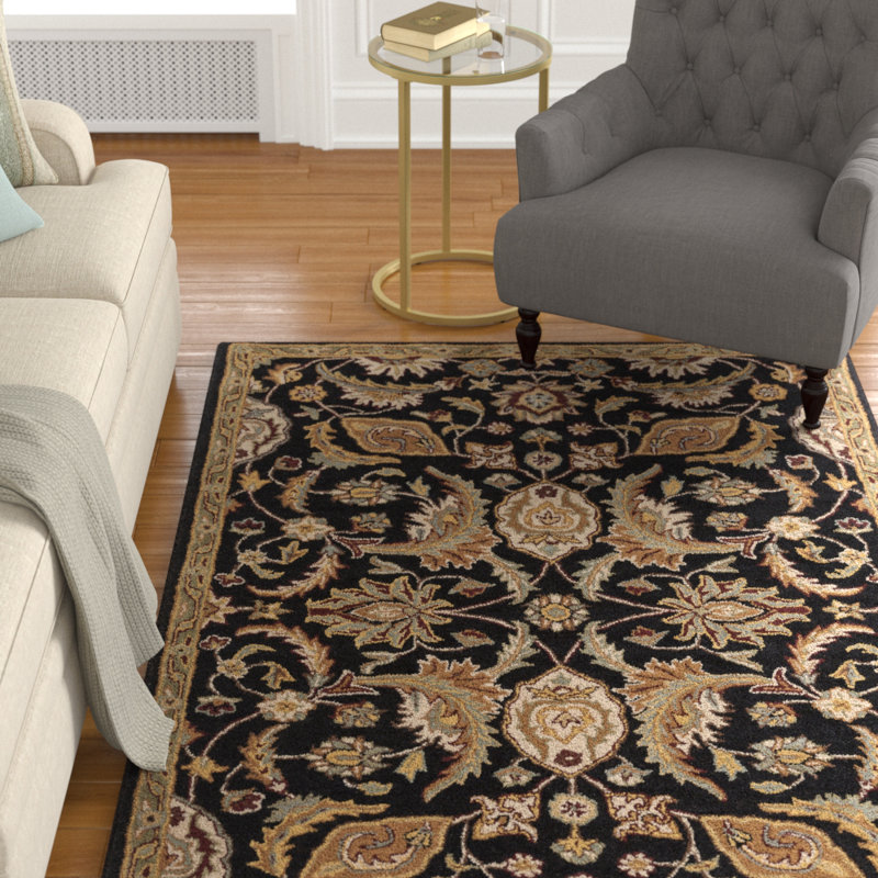 Oriental Handmade Tufted Wool Black/Camel/Beige/Brown Area Rug, Rectangle 3' x 5'