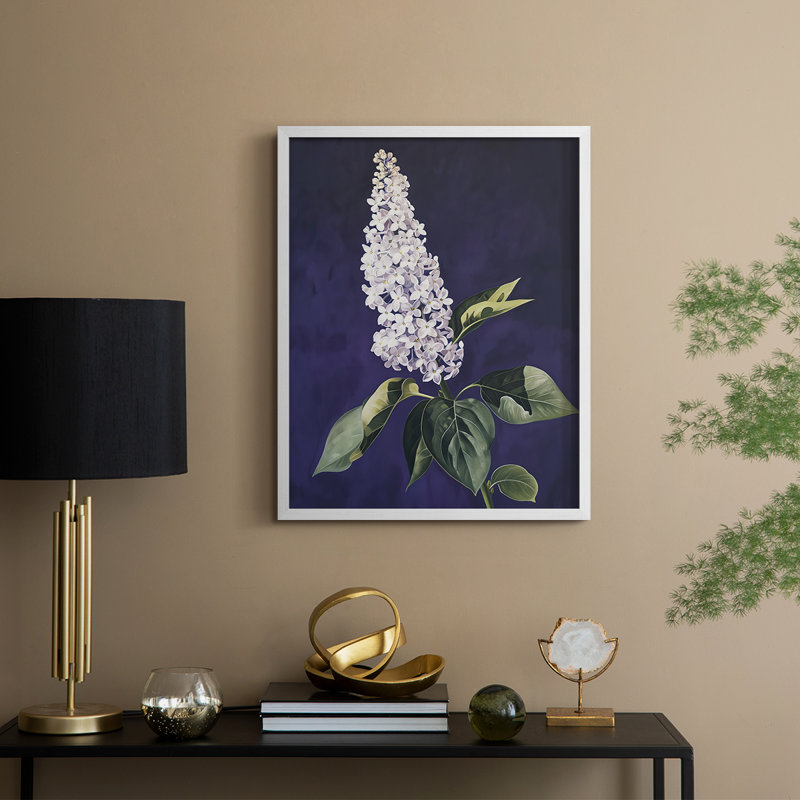 Série FLORAL CCXL III - Impression encadrée de qualité supérieure - Prêt à être accroché - Aucun clou requis, Blanc / Blanc