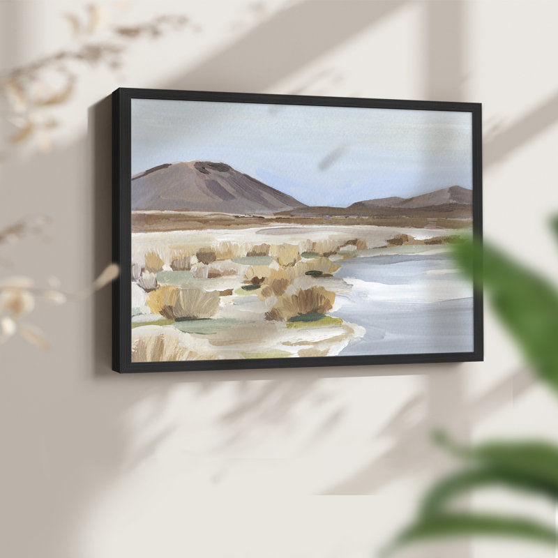 Étude de l'oasis du désert II - reproduction encadrée - réaménageable, H 16 po x l 20 po, Noir, noir, noir, noir