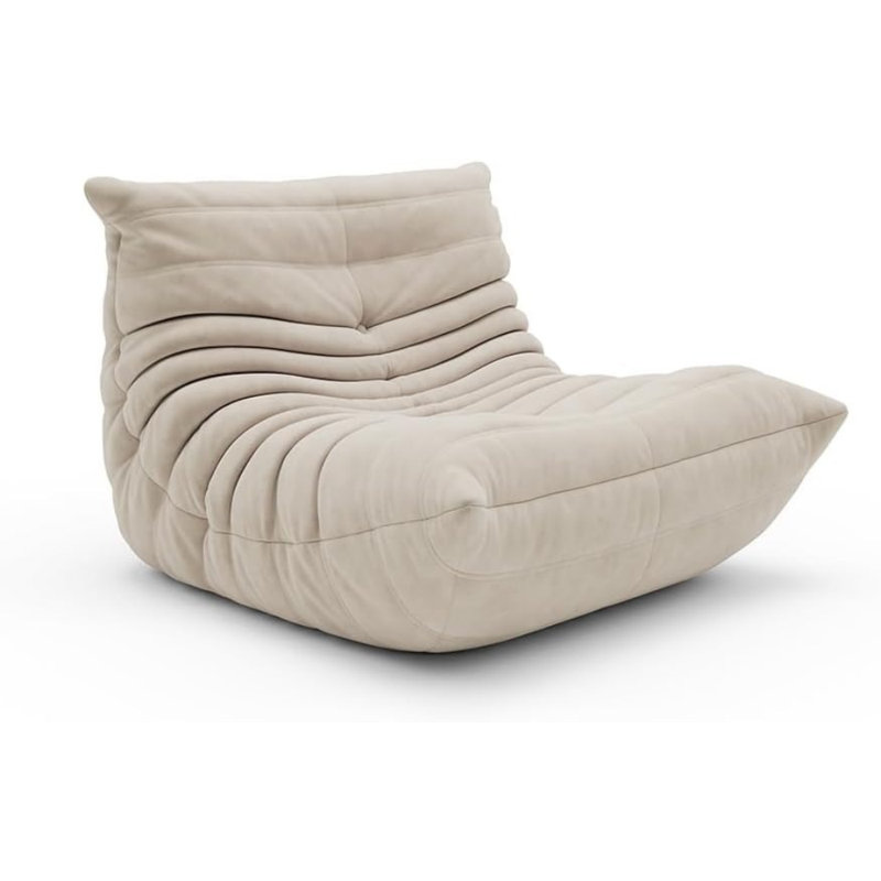 Chaise longue 1 place en velours moelleux, Beige