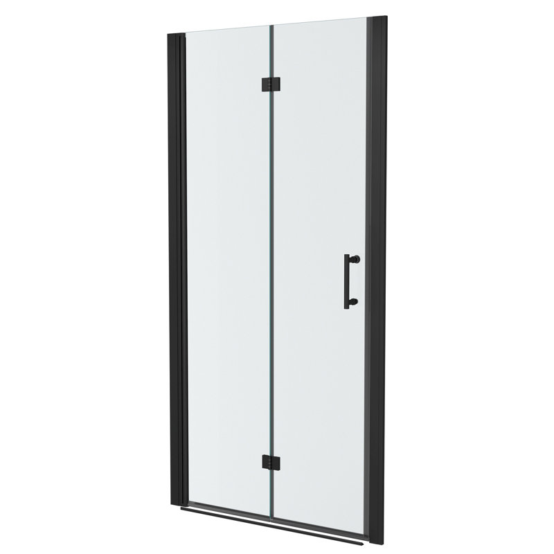 32"W X 72"H Fold Frameless Shower Door With Tempered Glass, Matte Black