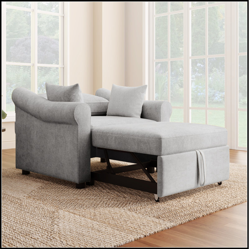 Fauteuil convertible en chenille avec dossier réglable, chaise longue multifonctionnelle pour le salon et les invités, Gris