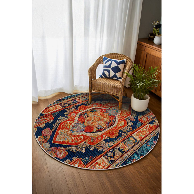 Menas Collection Digital Print Cotton-Polyester Colorful Moroccan Rug, Runner 5'3" x 13'2"