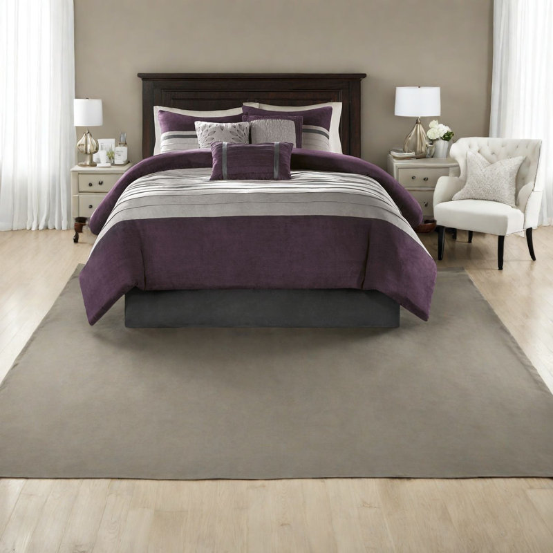 Ensemble de literie luxueux en faux suède, polyester confortable, style élégant pour la chambre à coucher