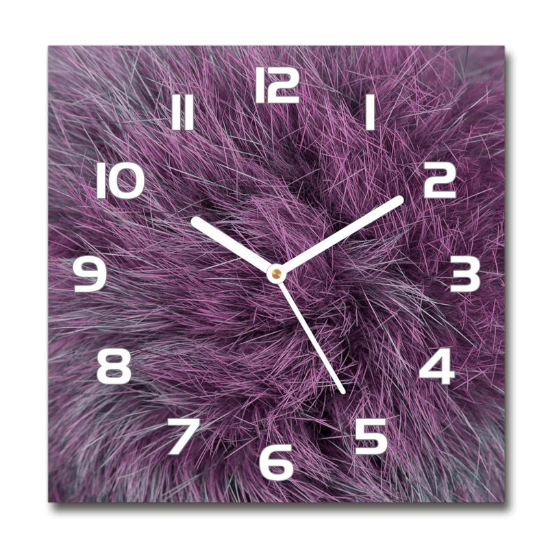 Glass Wall Clock, White/Purple