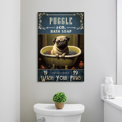 «Puggle Bath Soap», impression rectangulaire 1 pièce sur toile tendue