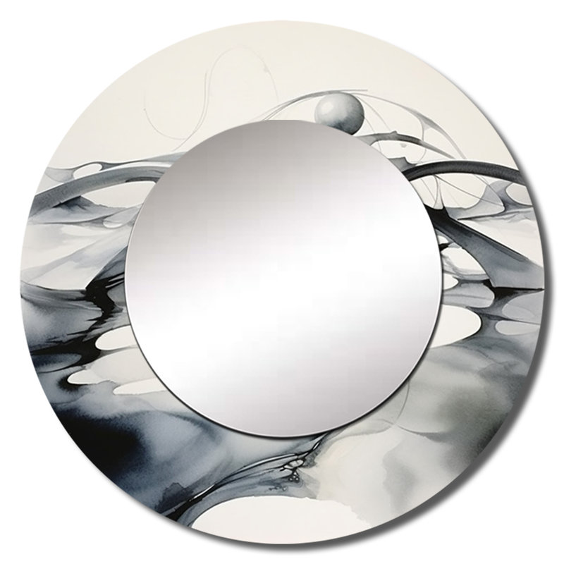 Décoration murale Sayon - Miroir rond géométrique moderne, 29 po x 29 po