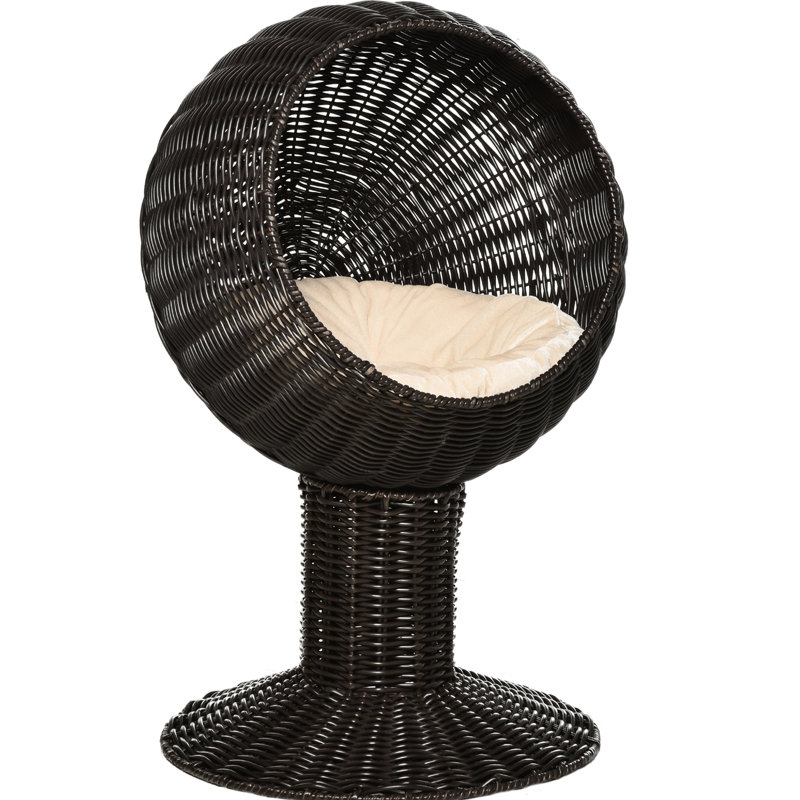 27" Cat Bed With Cushion, Offer Your A Comfy Place Elevated House Soft Design