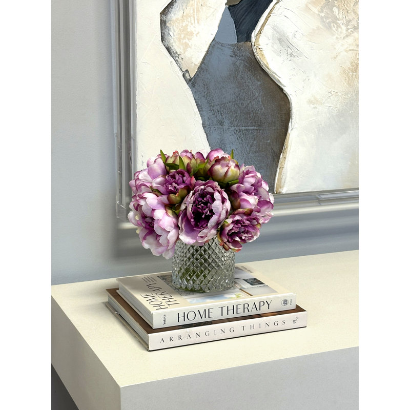 Peony Flowers In A Glass Vase