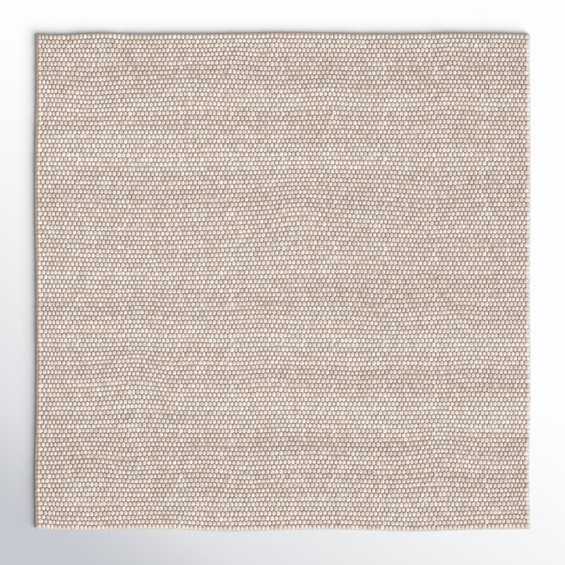 Tapis beige fait à la main Elle, Carré 8 pi