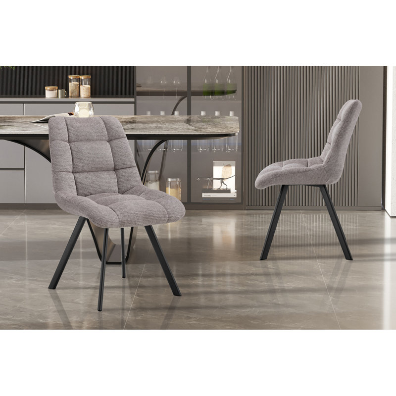 Ephemerine 49cm H Upholstered Metal Side Chair, Light Grey