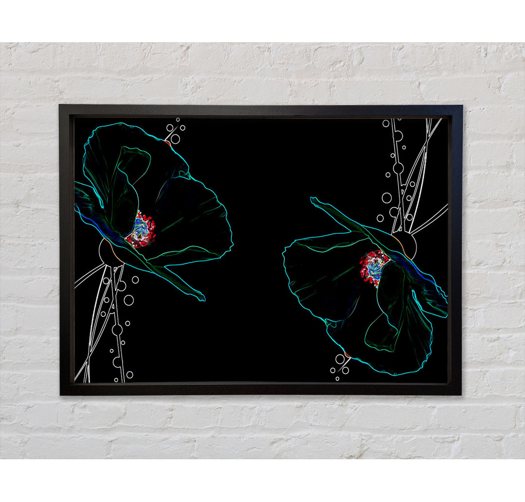 Abstrakte Neon Floral 09 - Einzelner Bilderrahmen Kunstdrucke auf Leinwand