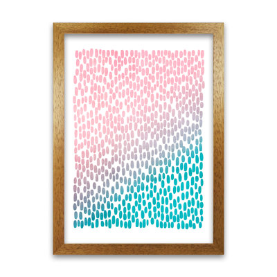 Pink And Blue Abstract Dots - Print