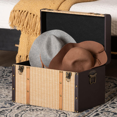Baxton Studio Manton Storage Trunk - Decorative Storage Chest with Hinged Top and Woven Exterior for Living Room or Bedroom