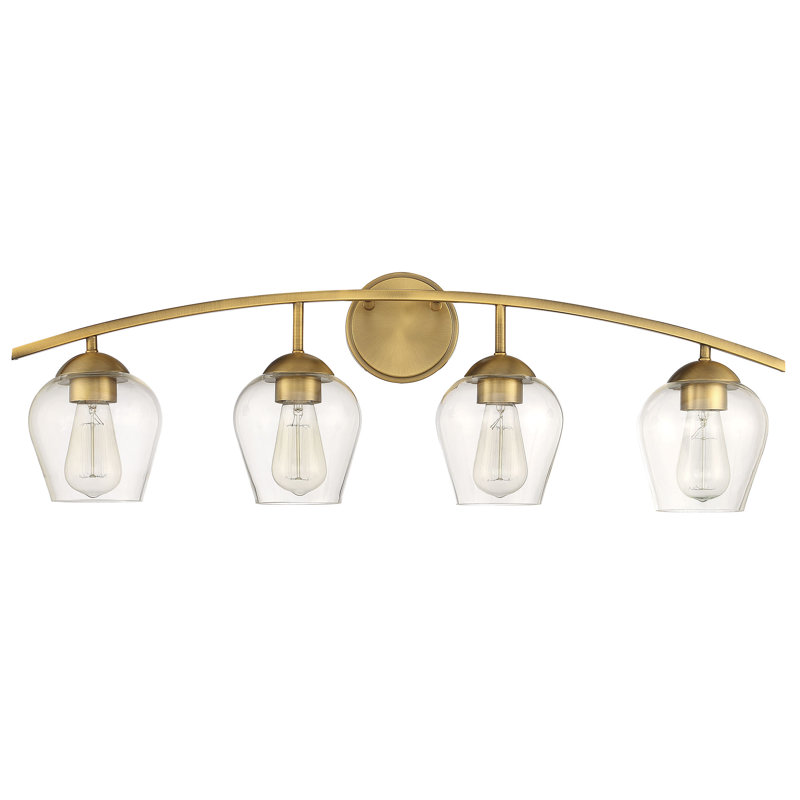 Storrs 4-Light Dimmable Vanity Light in Natural Brass, Natural Brass