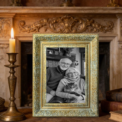 8" x 10" Antique Gold 1PC Statement Picture Frame for Shelf Decor