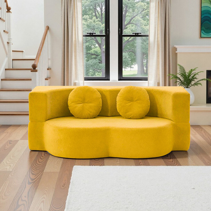 Canapé-lit modulaire convertible 2-en-1 avec matelas en mousse viscoélastique Aucun assemblage requis Parfait pour le salon et le studio