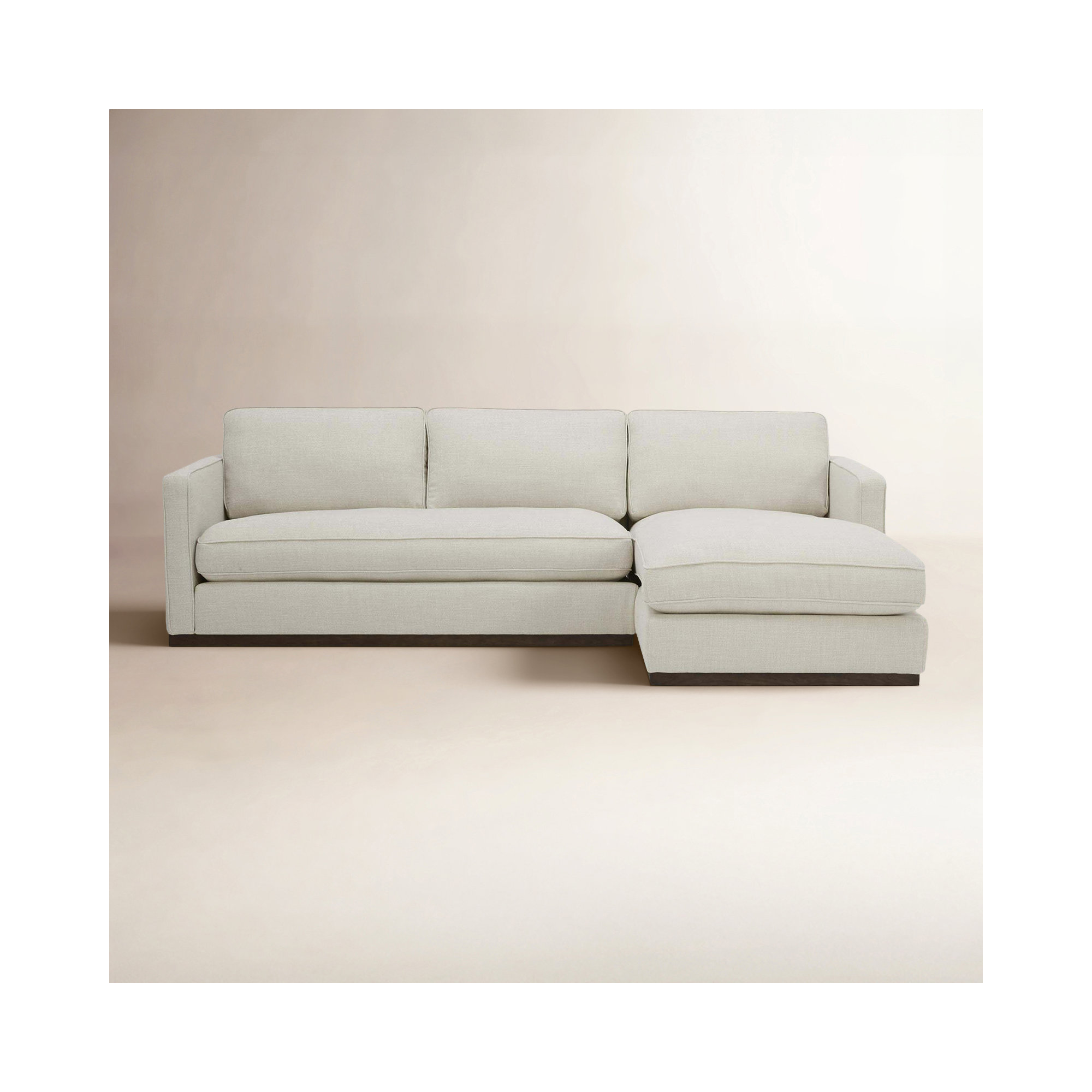 Bobbi Upholstered Chaise L-Sectional, Right Hand Facing, Effie Linen Performance Weave